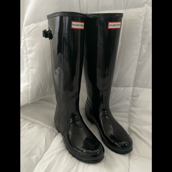 Hunter Original Back Adjustable Gloss Boots - Picture 1 of 3